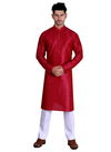 Red Designer Function Wear Plain Pure Art Silk Kurta and Pajama 3003